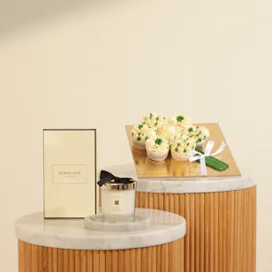 Gourmet Artistry Flower Bouquet Cupcakes | Jo Malone Wild Bluebell Scented Candle