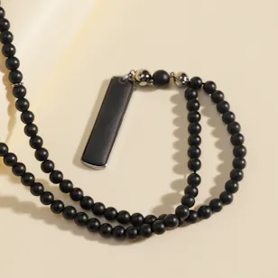 Zayan Black Onyx with Silver Misbaha