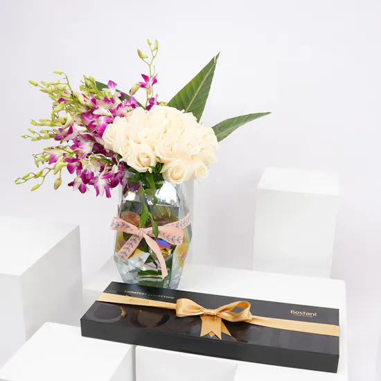 Bostani Signature Big Black Box | White Roses