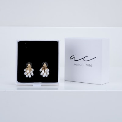 Bouquet Fresh Water Pearl Earrings Gold Plated