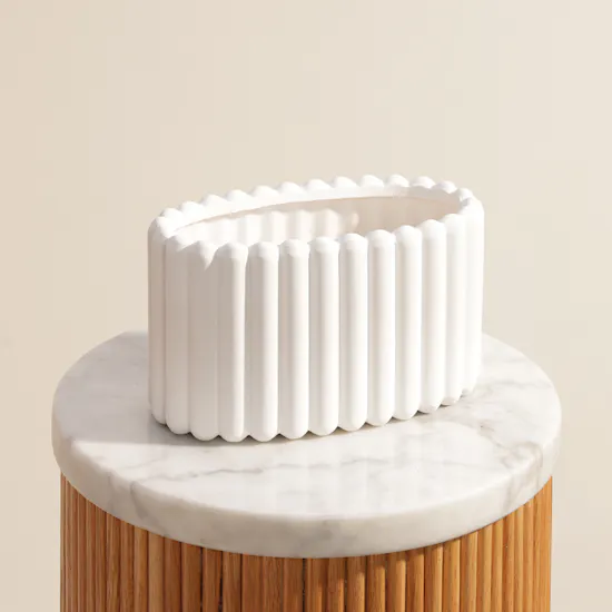 Floward White Oval Ceramic Vase