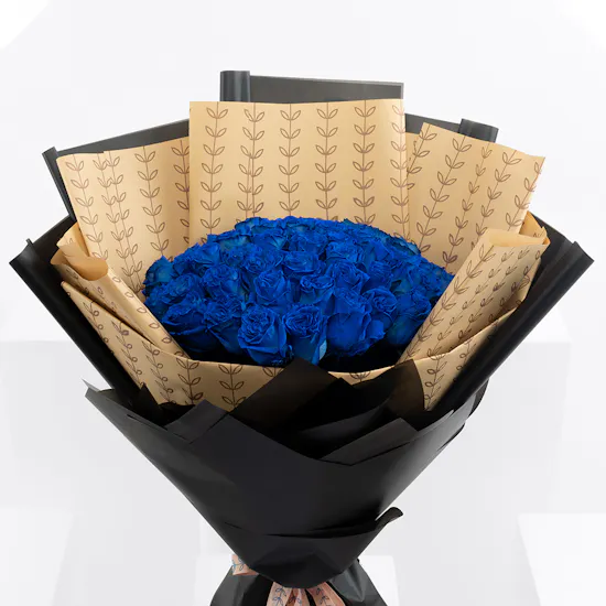 35 Blue Rose | Black Wrap