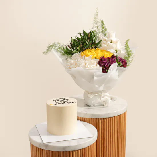 Floward Housewarming Cake | Secret Garden Flowers Bouquet