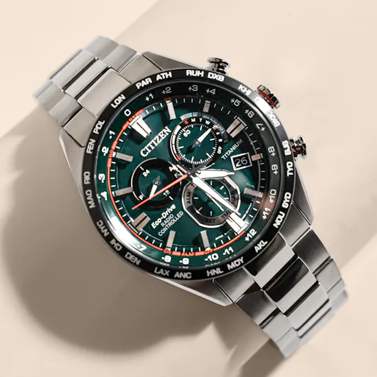 Citizen Male Super Titanium Eco Drive Green Watch