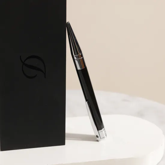 S.T. Dupont Initial Black and Chrome Ballpoint Pen