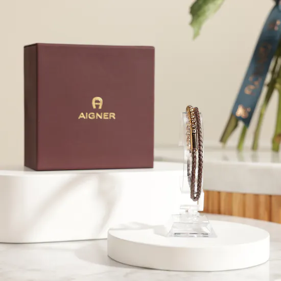 Aigner Gents Fashion Brown Leather Bracelet | Gentle Charm Flowers