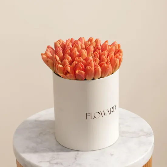 Optimistic Orange Tulip Flowers Box | 45 Flowers