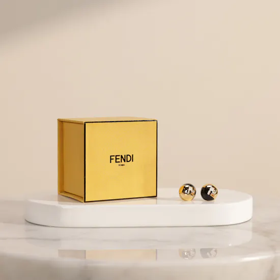 Fendi Sphera Gold and Black Women's Earrings