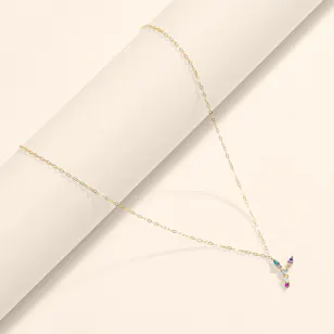 L'azurde Instyle Letter Y Colored Stones Gold Necklace L'azurde Instyle Letter Y Colored Stones Gold Necklace