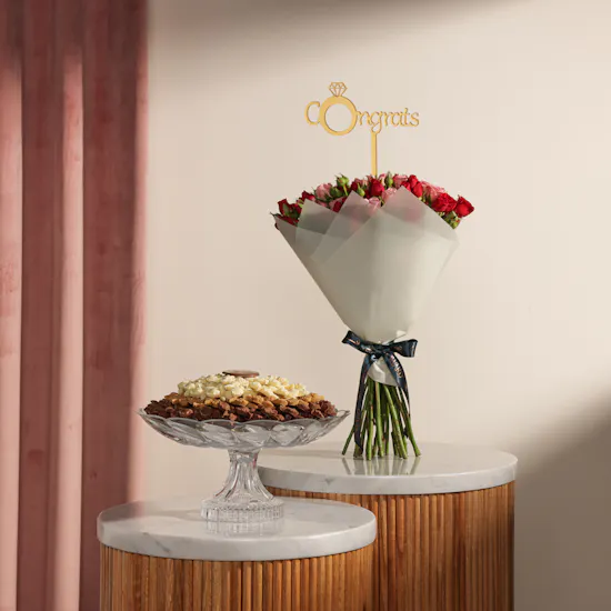 Rava Chocolate Lilyum Flowers Shape Crystal Tray | Congratulation Flowers