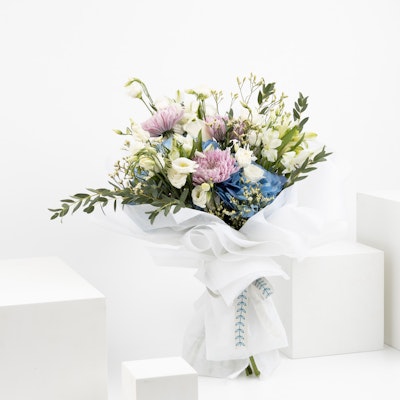 White Flowers Hand Bouquet |White Wrap