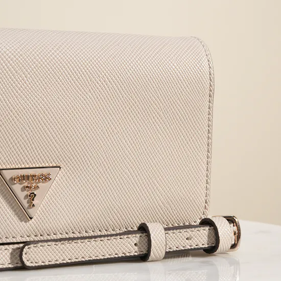 Guess Noelle II Women Beige Xbody Flap Organizer Crossbody Bag