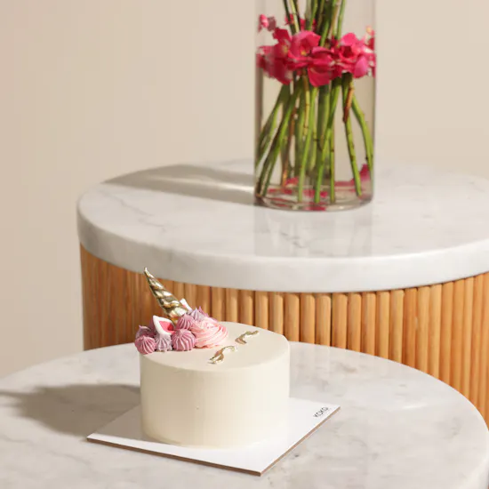 Koko Unicorn Bento Cake | Fuchsia Baby Rose Vase