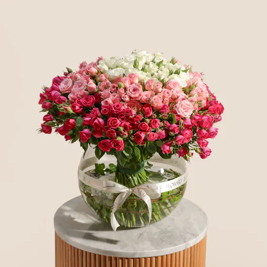 Velvet Radiance Baby Roses Vase | 75 Flowers