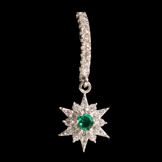 Felizmoda Silver Earrings with Green Zircon Stone