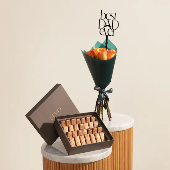 Levo Crepe Dentelle Medium Chocolate Box | Father's Day Flower Bouquet