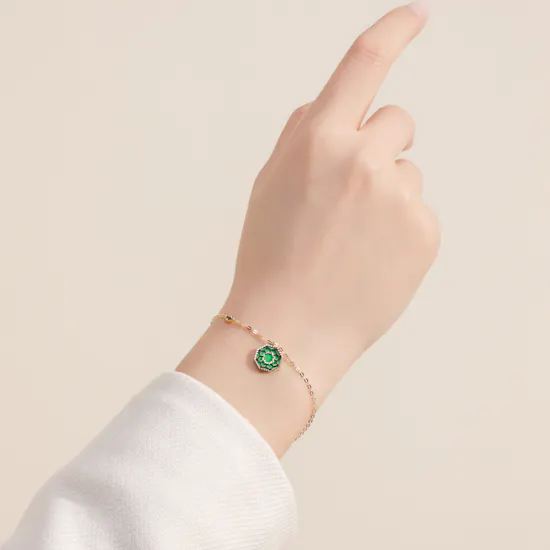 Damas Amelia Marrakesh Green and Blue Mother of Pearl Gold Bracelet