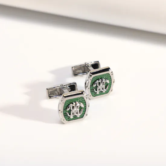 Roberto Cavalli Silver & Green Men's Cufflinks