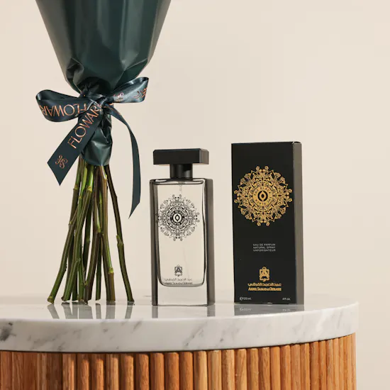 عطر ذا بلاك للرجال من عبدالصمد القرشي | باقة جوري برتقالي فاتح