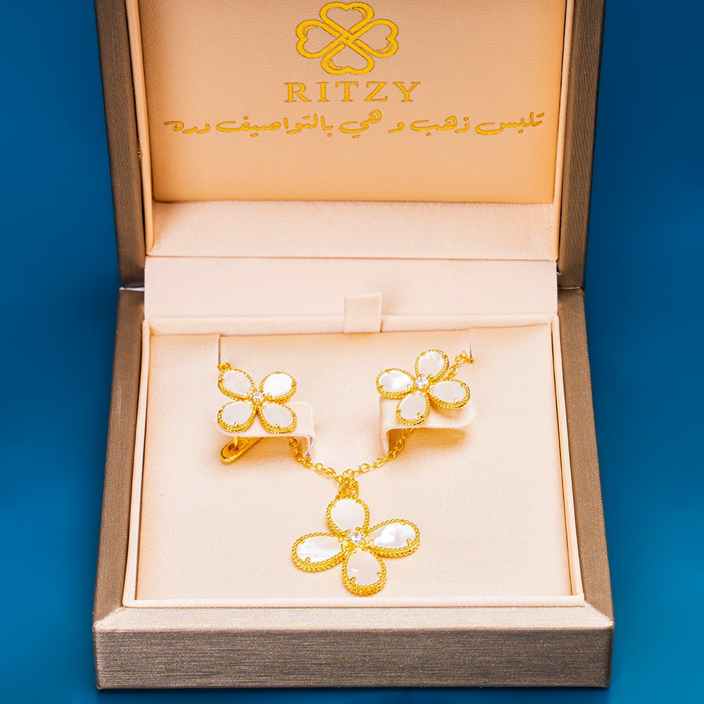 Ritzy Bloom Pearl Set | 18K Silver Plated | Pearl