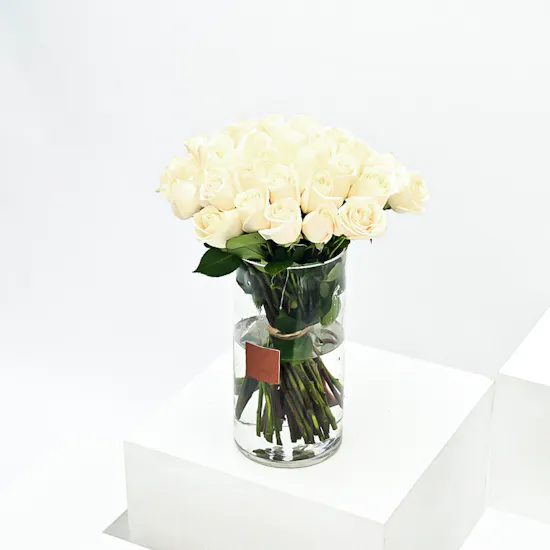 48 White Roses Vase