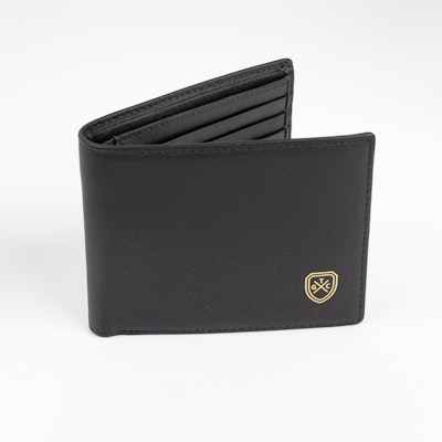 TGC Full-Grain Leather Billfold Wallet in Black 