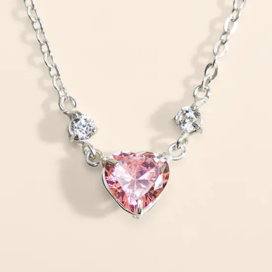 Hrh Pink Heart Gold Plated Necklace