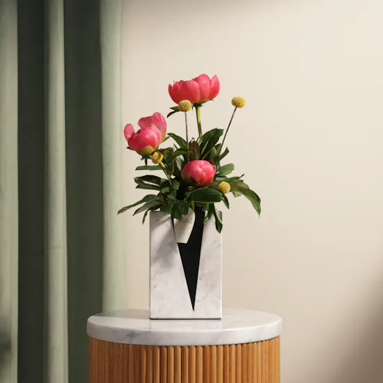 Coral Peony Marble Vase
