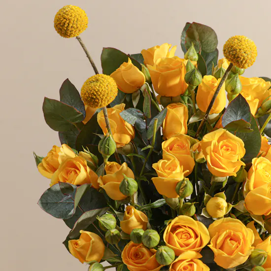 Hearty Yellow Baby Rose Vase