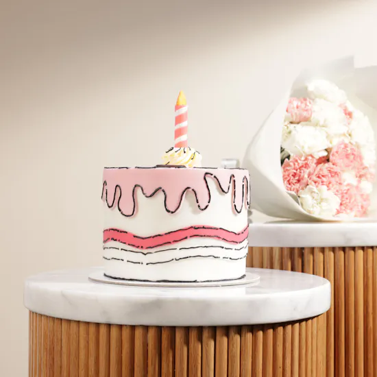 Crumbles Candle Cake | Carnation Bouquet