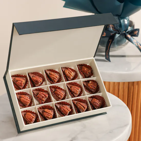 Floward Pecan Salted Caramel Small Chocolate Box | Congratulations Balloon and Flowers