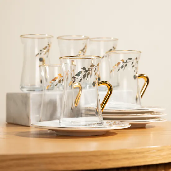 Otantik Lilac Tea and Arabic Coffee Ivory Set