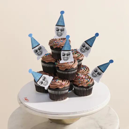NQ's Bakery Personalized Photo Double Chocolate Cupcake Tower