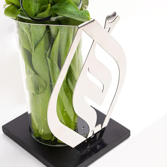 Mom's Silver Vase | Purple Tulips
