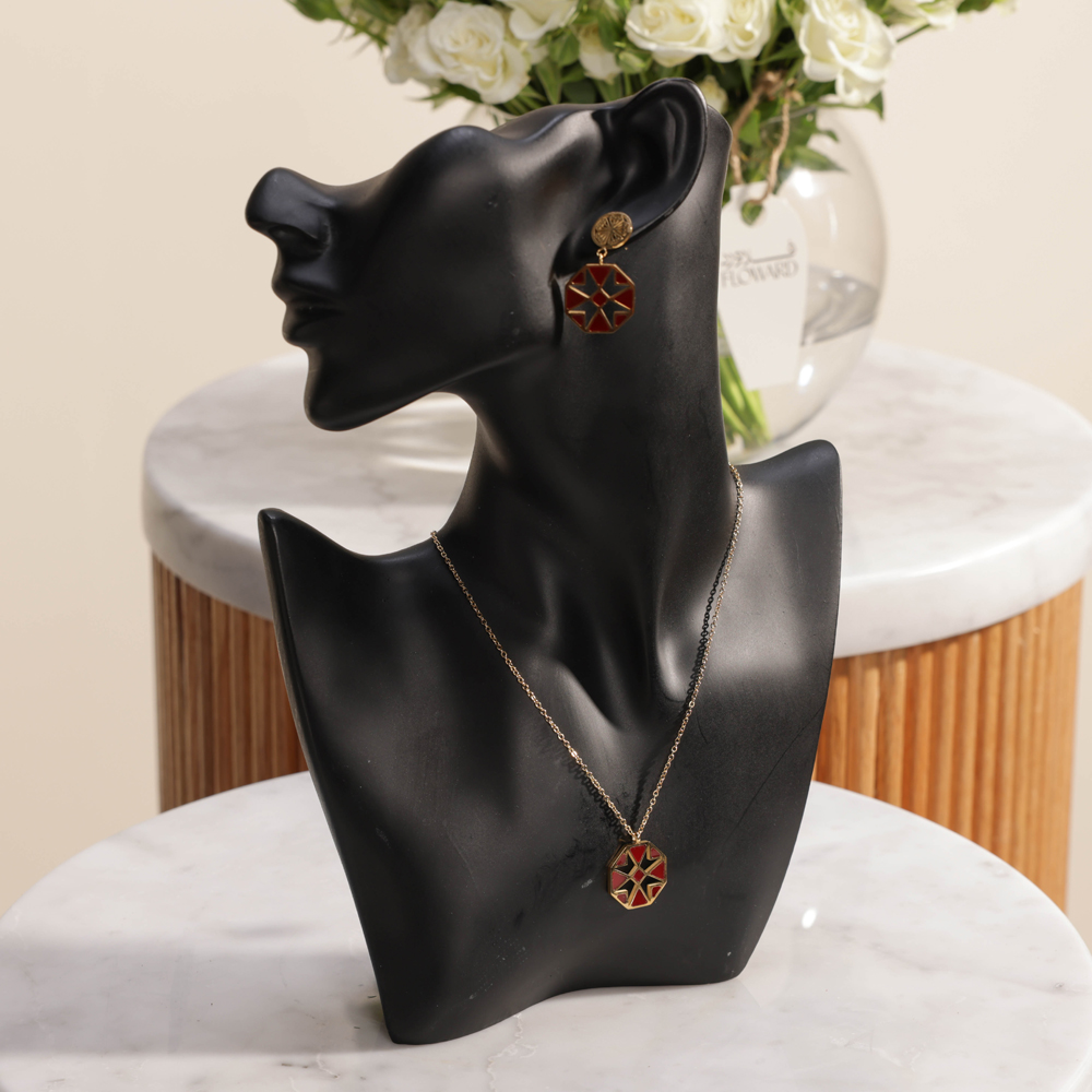 Tektaak Hendress Maroon Gold-Plated Set 