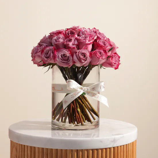 Purple Roses Vase | 35 Flowers