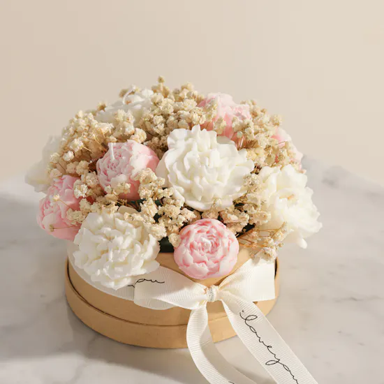 Done By SHK Pink and White Medium Candle Bouquet