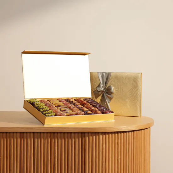 Bateel Gold Palm Rectangular Box Large | 1065gm