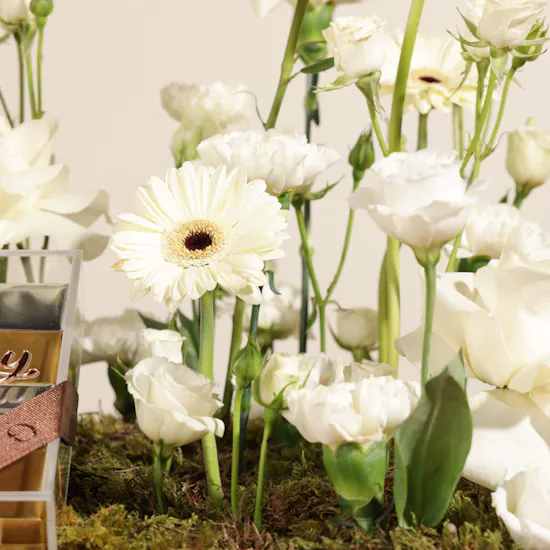 Ghazl Chocolatier Happy Birthday Chocolate Box | White Flower Tray