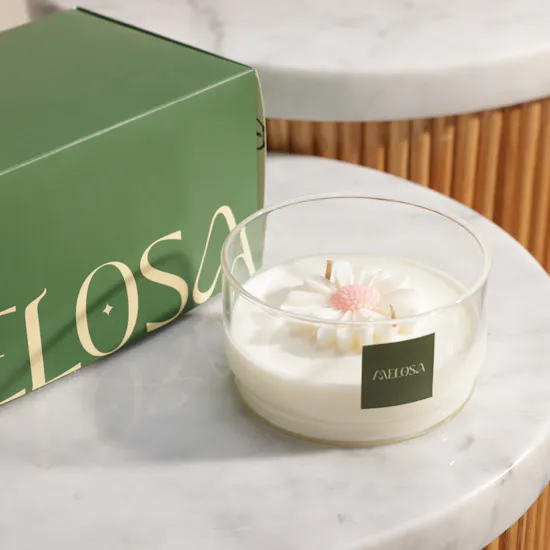 Melosa Rosé Imperial Candle | Morning Grace Flower Bouquet