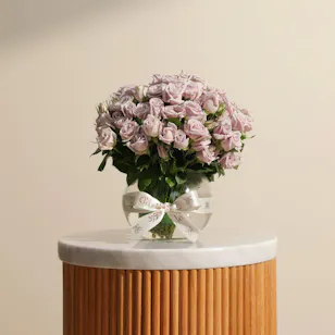 Purple Baby Roses Vase | 18 Flowers 
