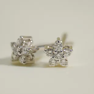 Gold Land Elegant Flower Diamond Earrings Gold Land Elegant Flower Diamond Earrings
