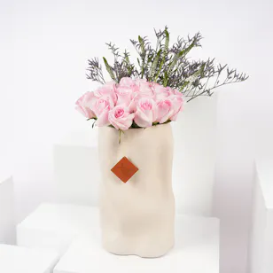 Light Pink Roses | White Vase Light Pink Roses | White Vase