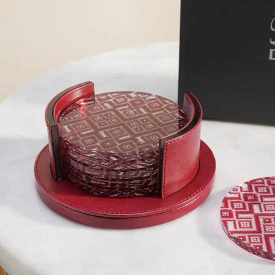Dimlaj Darza Acrylic Coasters With Holder Set