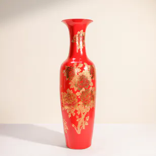 Red Luxurious Pattern Ceramic Vase 