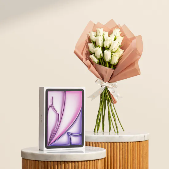 Apple 11-inch Wi-Fi 128GB Purple iPad Air | Soft Majesty Flowers