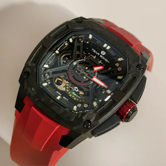 Tsar Bomba Dark Matter Automatic Carbon Fiber Red Men's Watch