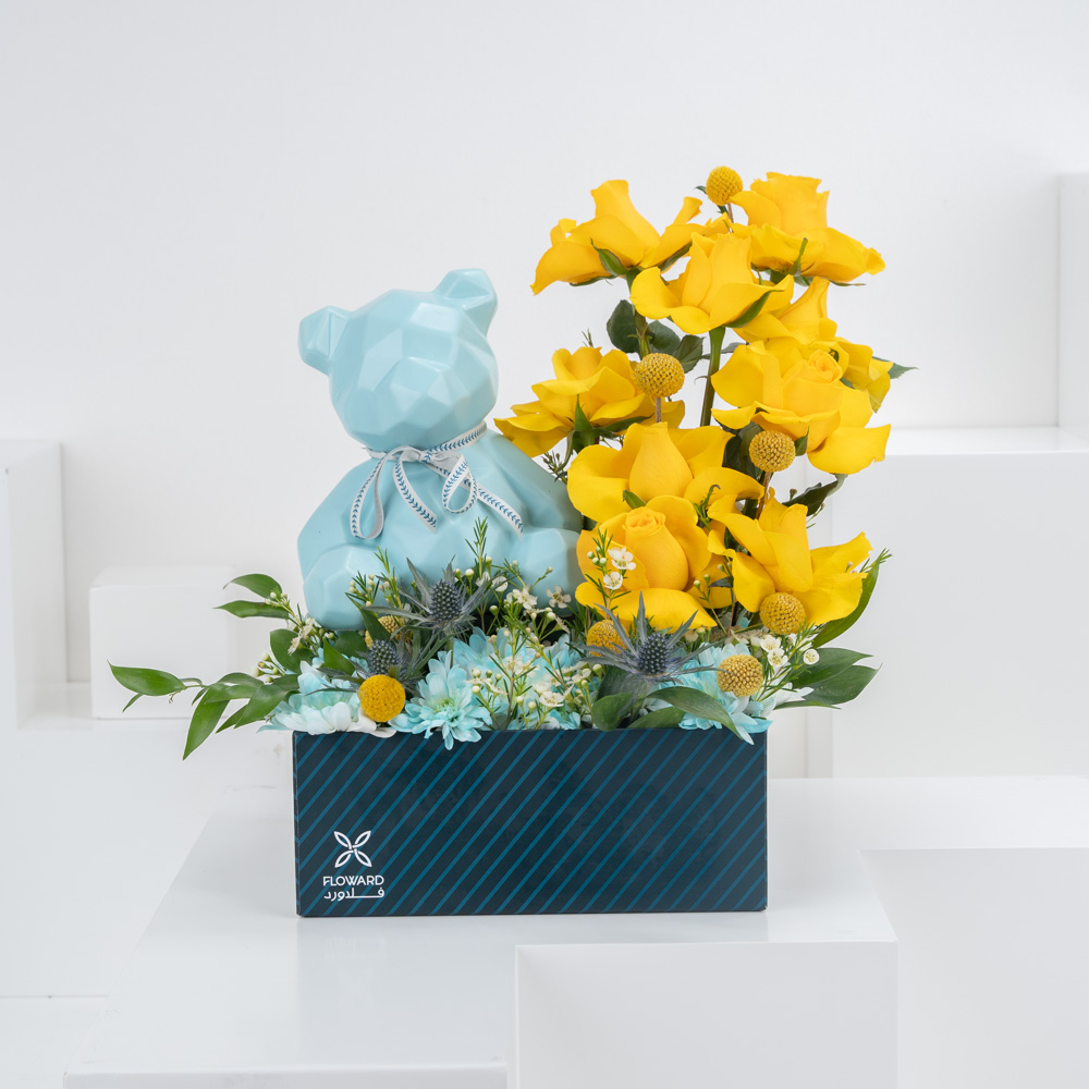 Tuscan Box | Flowers & Bear