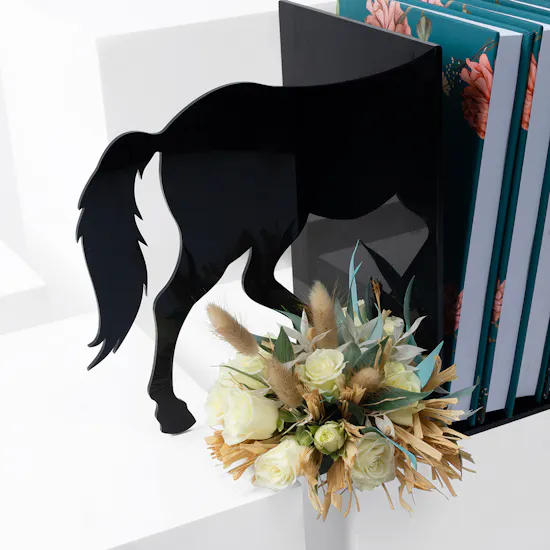 Black Horse Bookends | Baby Roses