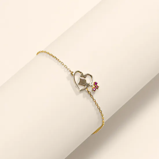 Siran by Iram Key to My Heart Gold Colored Stones Bracelet